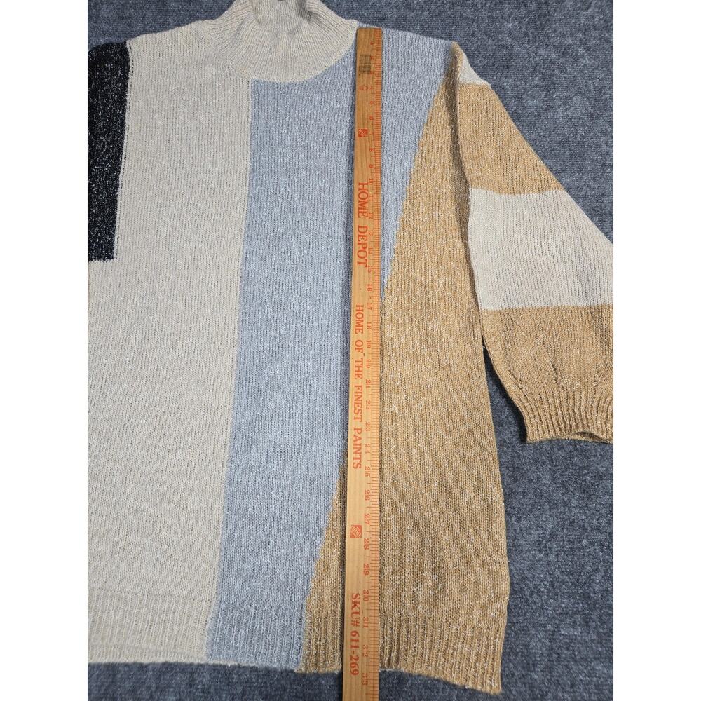 Blu Pepper Sweater Womens Large Multicolor Colorblock Mock Neck Tunic Knit - Picture 5 of 8